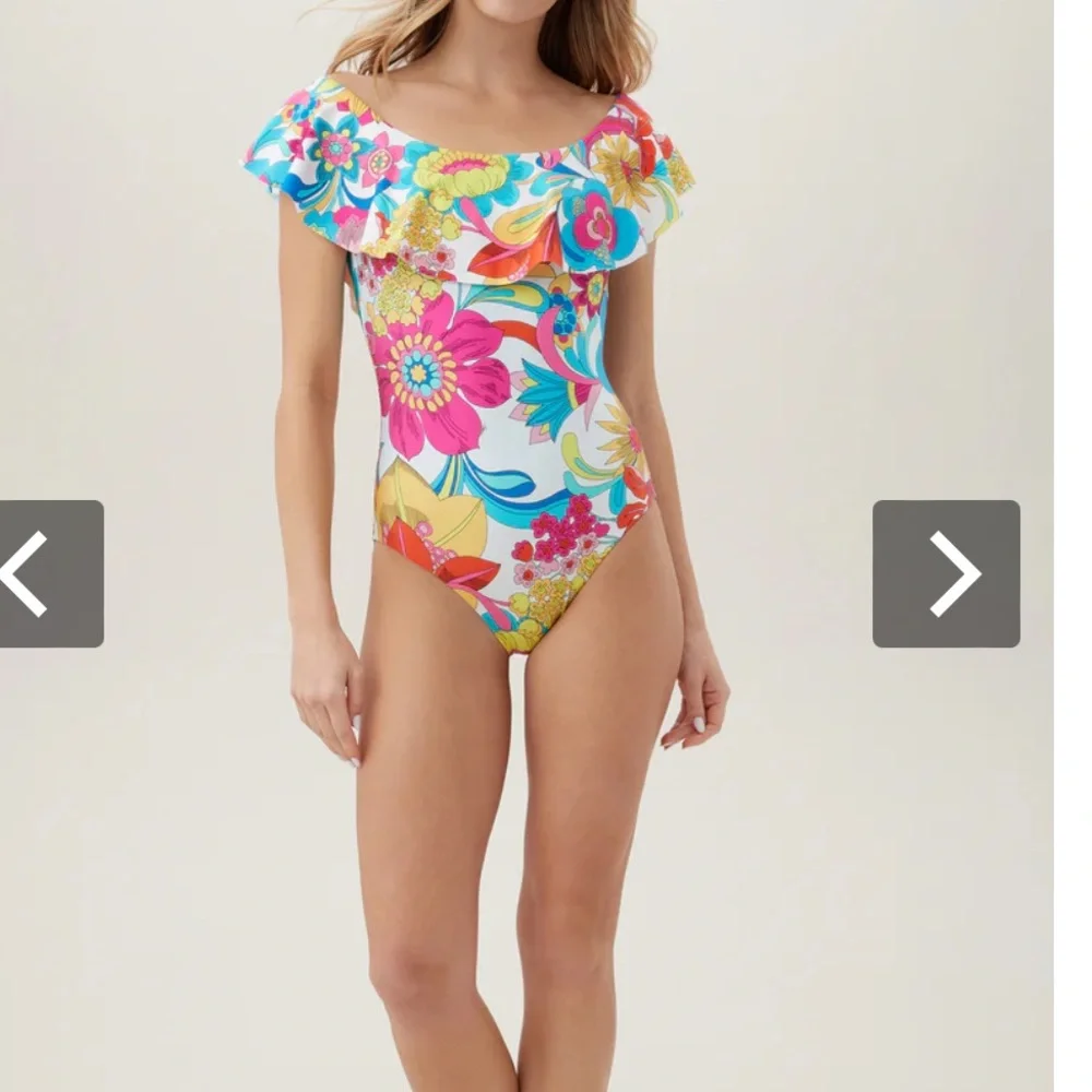 Gorgeous Colorful Trina Turk Fontaine Bandeau Ruffle One-Piece Size 14 NWT - Picture 8 of 16